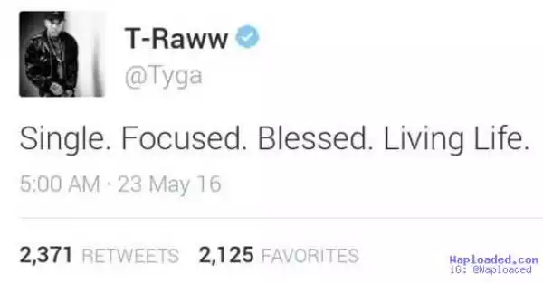 Tyga publicly announces that he